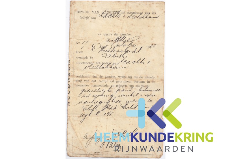 Oprichtingsacte_ slagerij_ hetterscheidt Coll. M.Hoedemaker